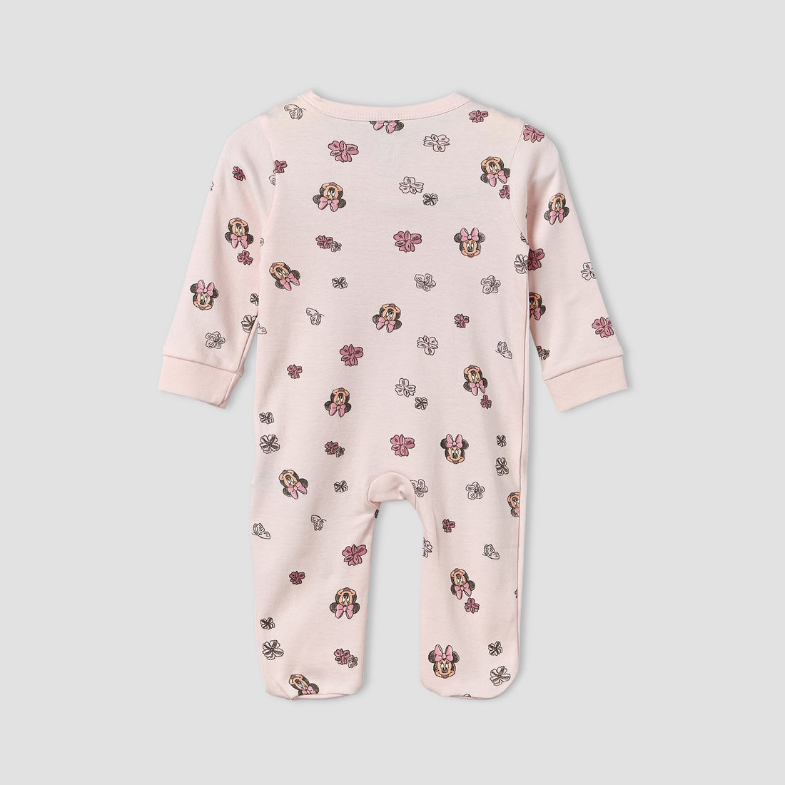 Disney Cotton Crew Neck Long Sleeves Sleepsuit with Minnie Mouse Applique
