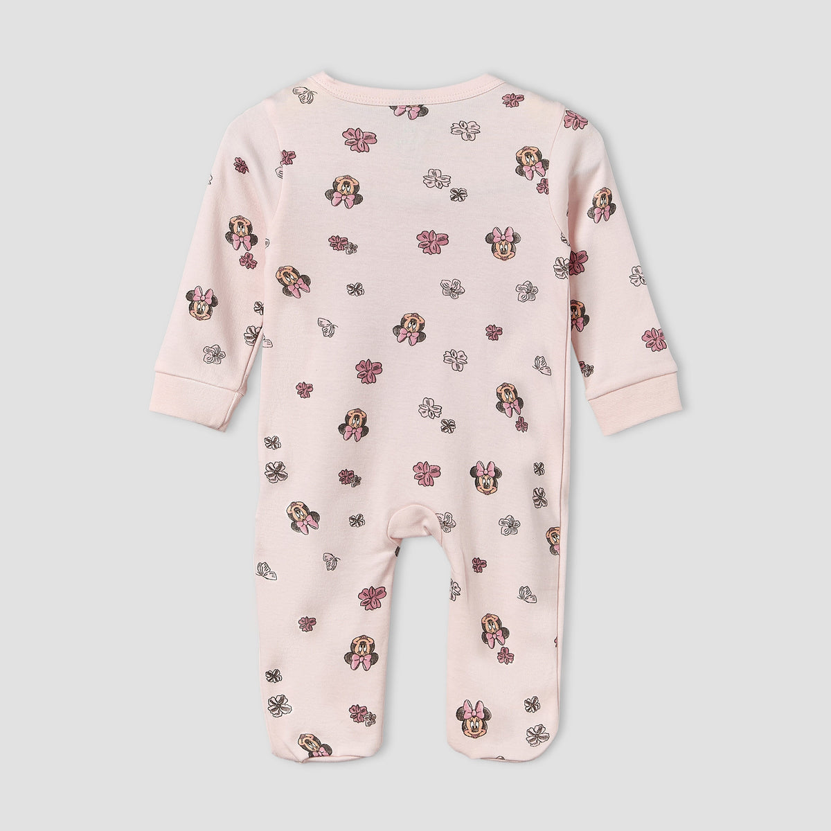 Disney Cotton Crew Neck Long Sleeves Sleepsuit with Minnie Mouse Applique