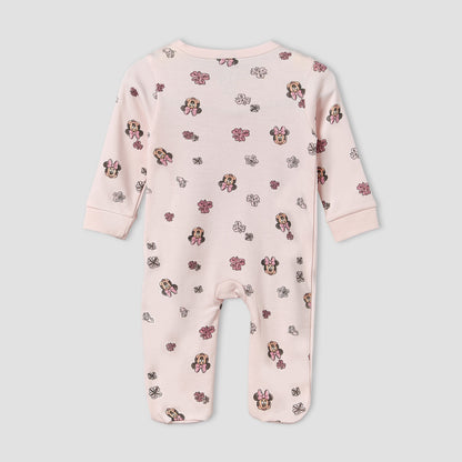 Disney Cotton Crew Neck Long Sleeves Sleepsuit with Minnie Mouse Applique