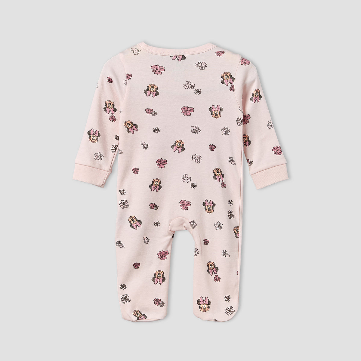 Disney Cotton Crew Neck Long Sleeves Sleepsuit with Minnie Mouse Applique