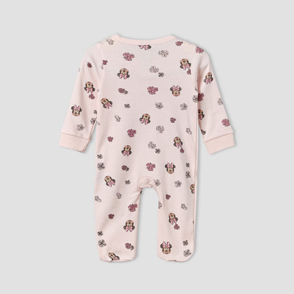 Disney Cotton Crew Neck Long Sleeves Sleepsuit with Minnie Mouse Applique