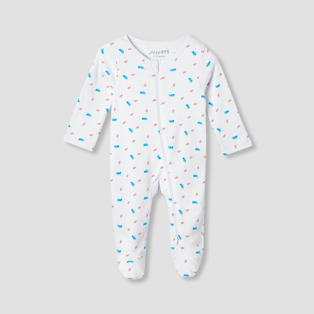 Juniors Round Neck Sleepsuit with Bib - Cotton - Long Sleeves