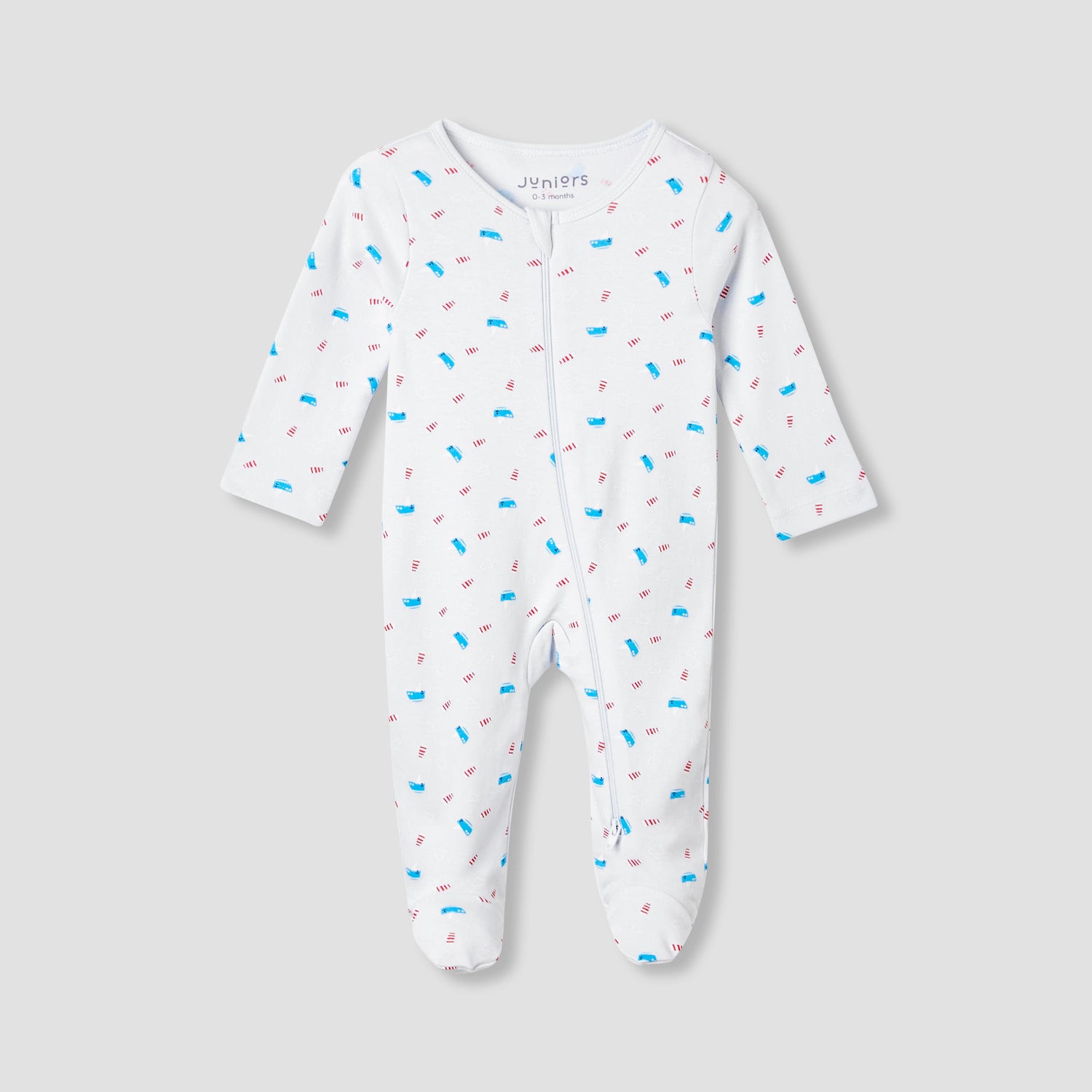 Juniors Round Neck Sleepsuit with Bib - Cotton - Long Sleeves
