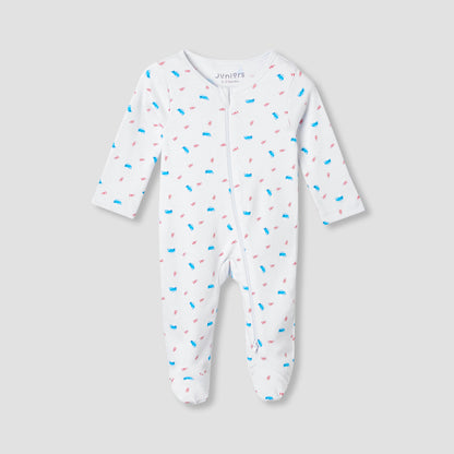 Juniors Round Neck Sleepsuit with Bib - Cotton - Long Sleeves