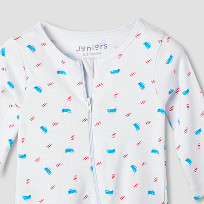 Juniors Round Neck Sleepsuit with Bib - Cotton - Long Sleeves