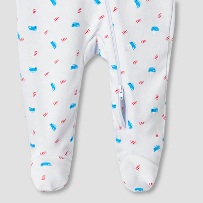 Juniors Round Neck Sleepsuit with Bib - Cotton - Long Sleeves