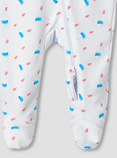 Juniors Round Neck Sleepsuit with Bib - Cotton - Long Sleeves-baby-boys-clothing-nightwear-sleepsuits-image-7