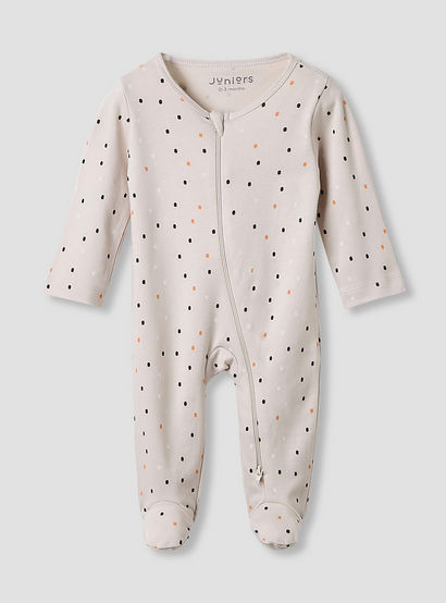 Juniors Crew Neck Sleepsuit with Bib - Cotton - Long Sleeves-baby-boys-clothing-nightwear-sleepsuits-image-2