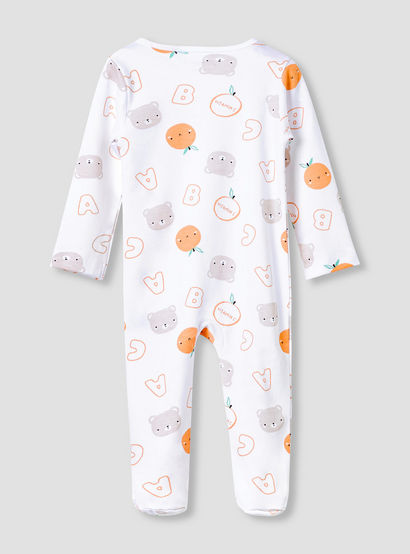 Juniors Round Neck Footed Sleepsuit with Fun Print - Cotton - Long Sleeves-baby-boys-clothing-nightwear-sleepsuits-image-2