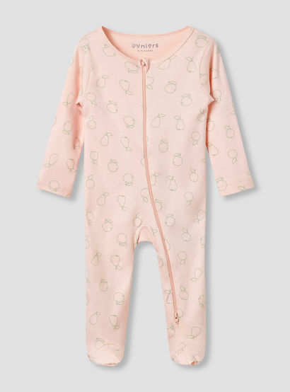 Juniors Round Neck Sleepsuit with Closed Feet - Cotton - Long Sleeves-baby-girls-clothing-nightwear-sleepsuits-image-1