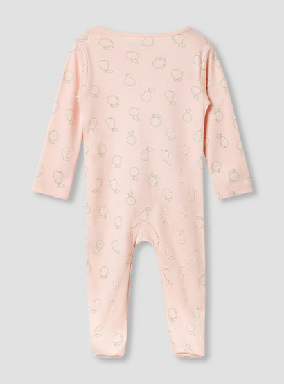 Juniors Round Neck Sleepsuit with Closed Feet - Cotton - Long Sleeves-baby-girls-clothing-nightwear-sleepsuits-image-2