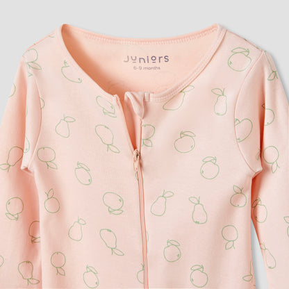 Juniors Round Neck Sleepsuit with Closed Feet - Cotton - Long Sleeves