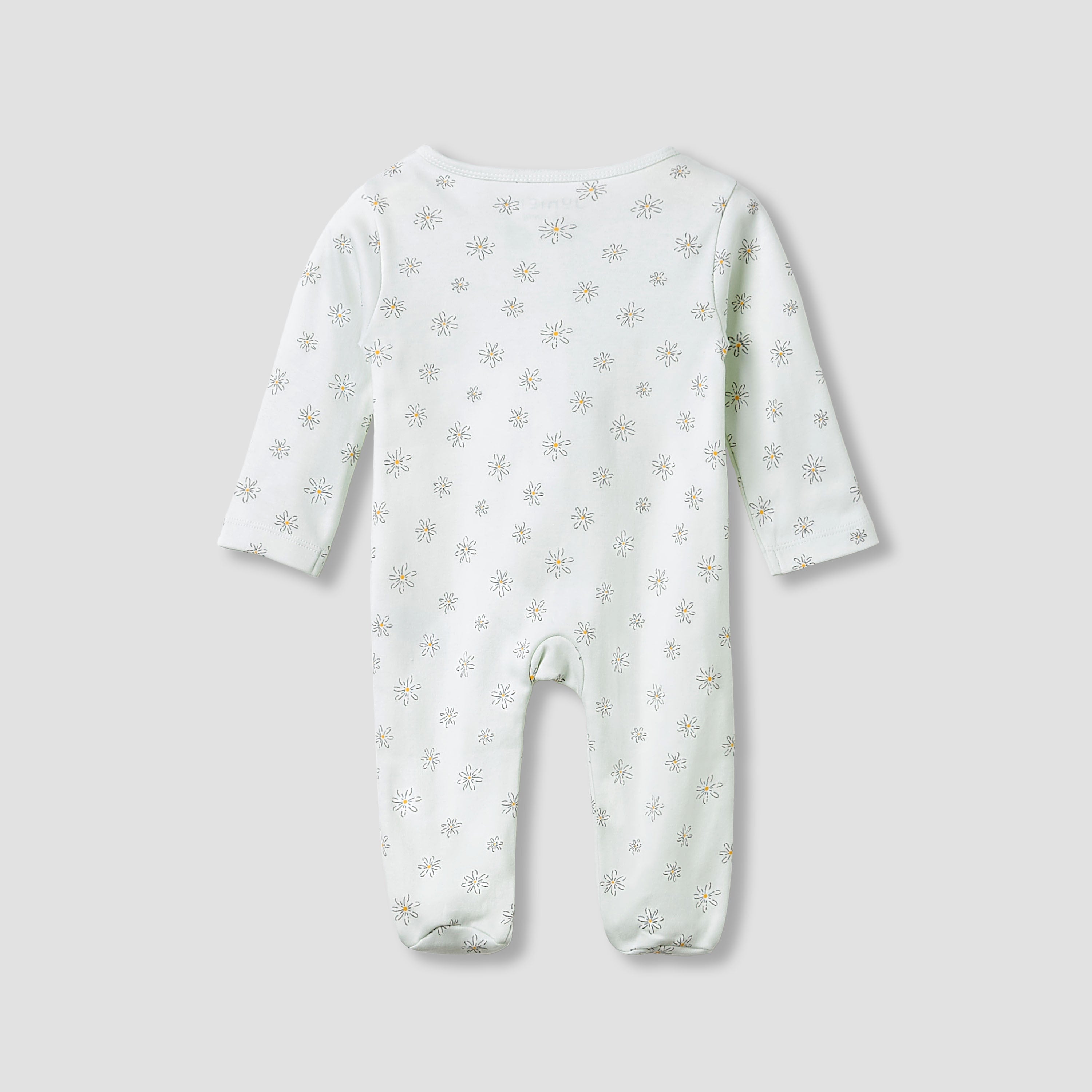 Juniors Round Neck Footed Sleepsuit with Floral Print - Cotton - Long Sleeves
