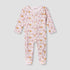 Juniors Round Neck Footed Sleepsuit with Floral Print - Cotton - Long Sleeves - Pink / 12-18 mths