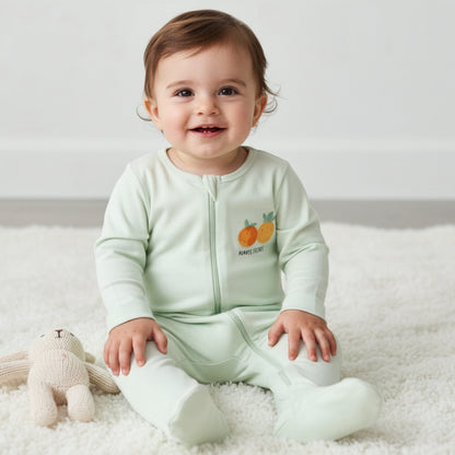 Pack of 3 Juniors Cotton Round Neck Long Sleeves Sleepsuit with Zip Closure