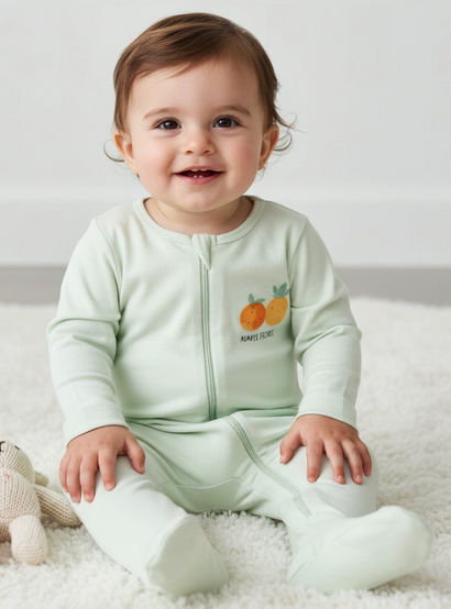 Pack of 3 Juniors Cotton Round Neck Long Sleeves Sleepsuit with Zip Closure-baby-girls-clothing-nightwear-sleepsuits-image-2