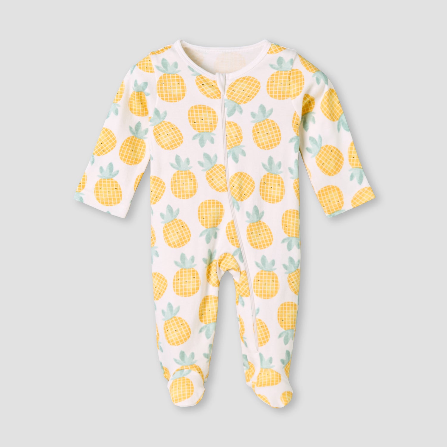 Pack of 3 Juniors Cotton Round Neck Long Sleeves Sleepsuit with Zip Closure