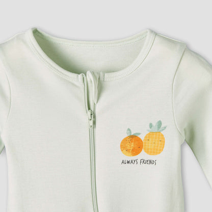 Pack of 3 Juniors Cotton Round Neck Long Sleeves Sleepsuit with Zip Closure