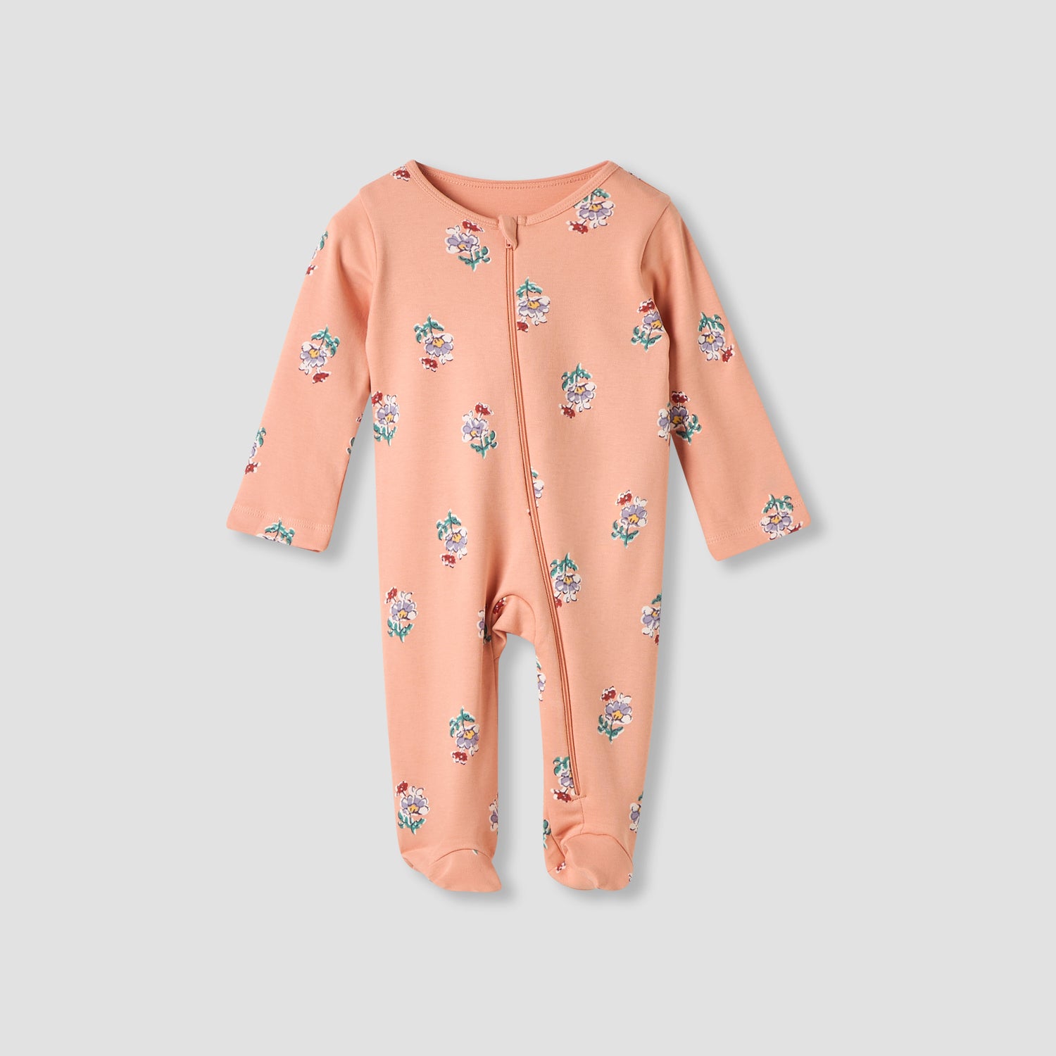 Juniors Floral Print Sleepsuit with Long Sleeves - Set of 5