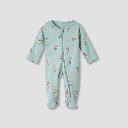 Juniors Floral Print Sleepsuit with Long Sleeves - Set of 5
