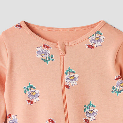 Juniors Floral Print Sleepsuit with Long Sleeves - Set of 5