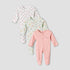 Pack of 3 Juniors Cotton Round Neck Long Sleeves Sleepsuit with Zip Closure - Multicolour / 12-18 mths
