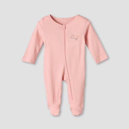 Pack of 3 Juniors Cotton Round Neck Long Sleeves Sleepsuit with Zip Closure