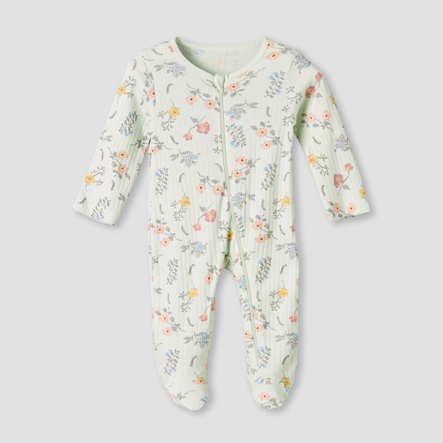 Pack of 3 Juniors Cotton Round Neck Long Sleeves Sleepsuit with Zip Closure