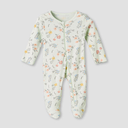 Pack of 3 Juniors Cotton Round Neck Long Sleeves Sleepsuit with Zip Closure