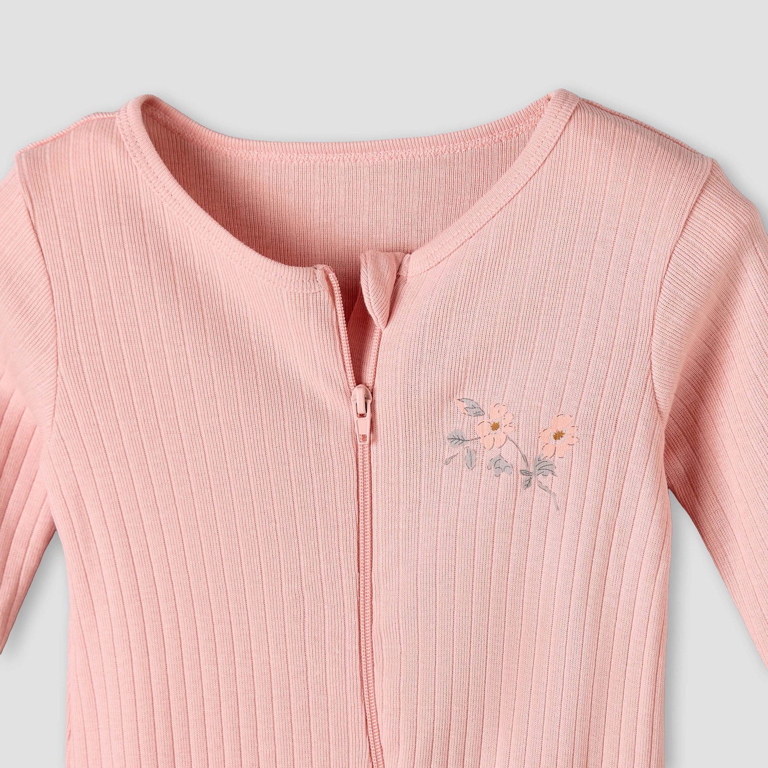 Pack of 3 Juniors Cotton Round Neck Long Sleeves Sleepsuit with Zip Closure