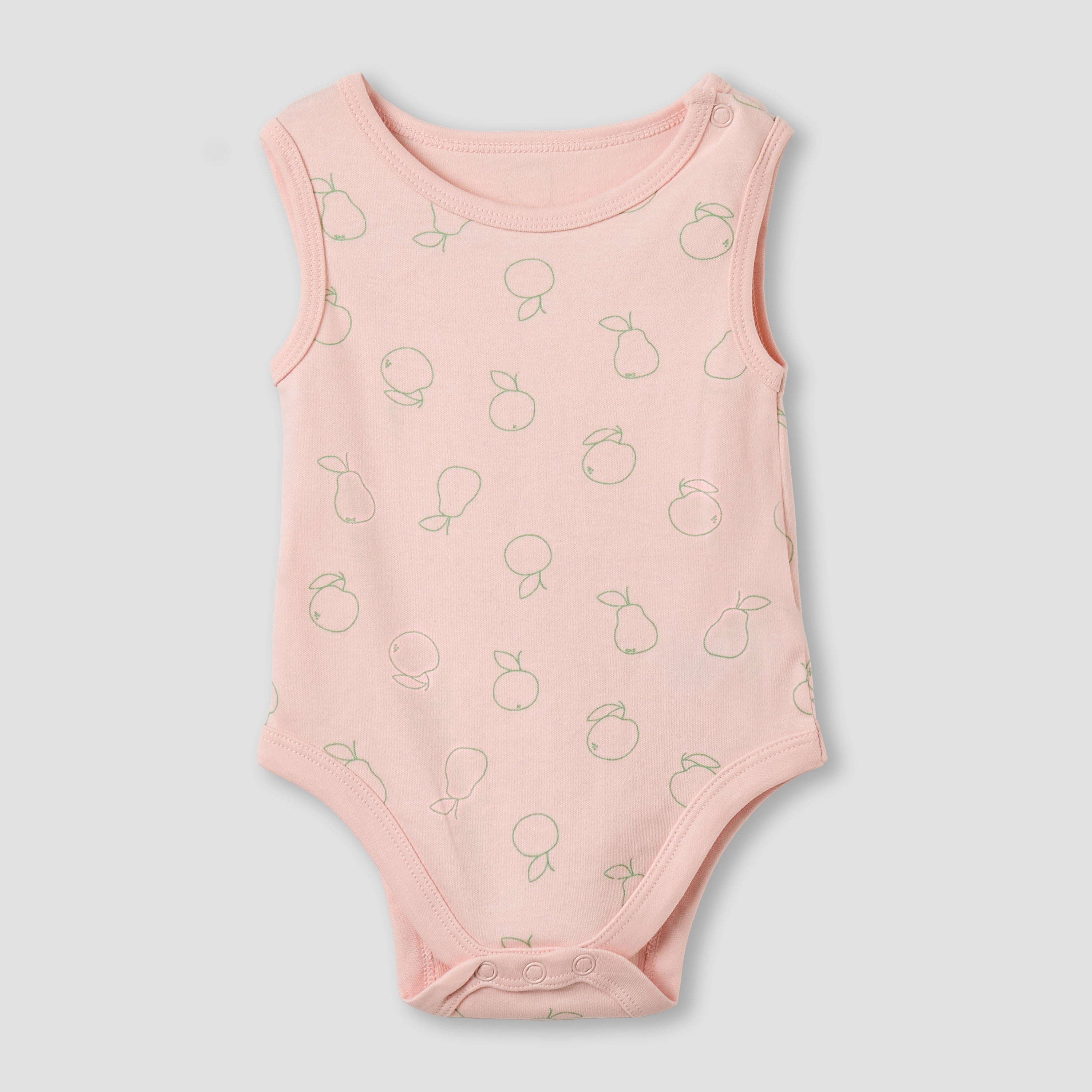 Pack of 5 Juniors Cotton Round Neck Sleeveless Bodysuit with Fruit Print