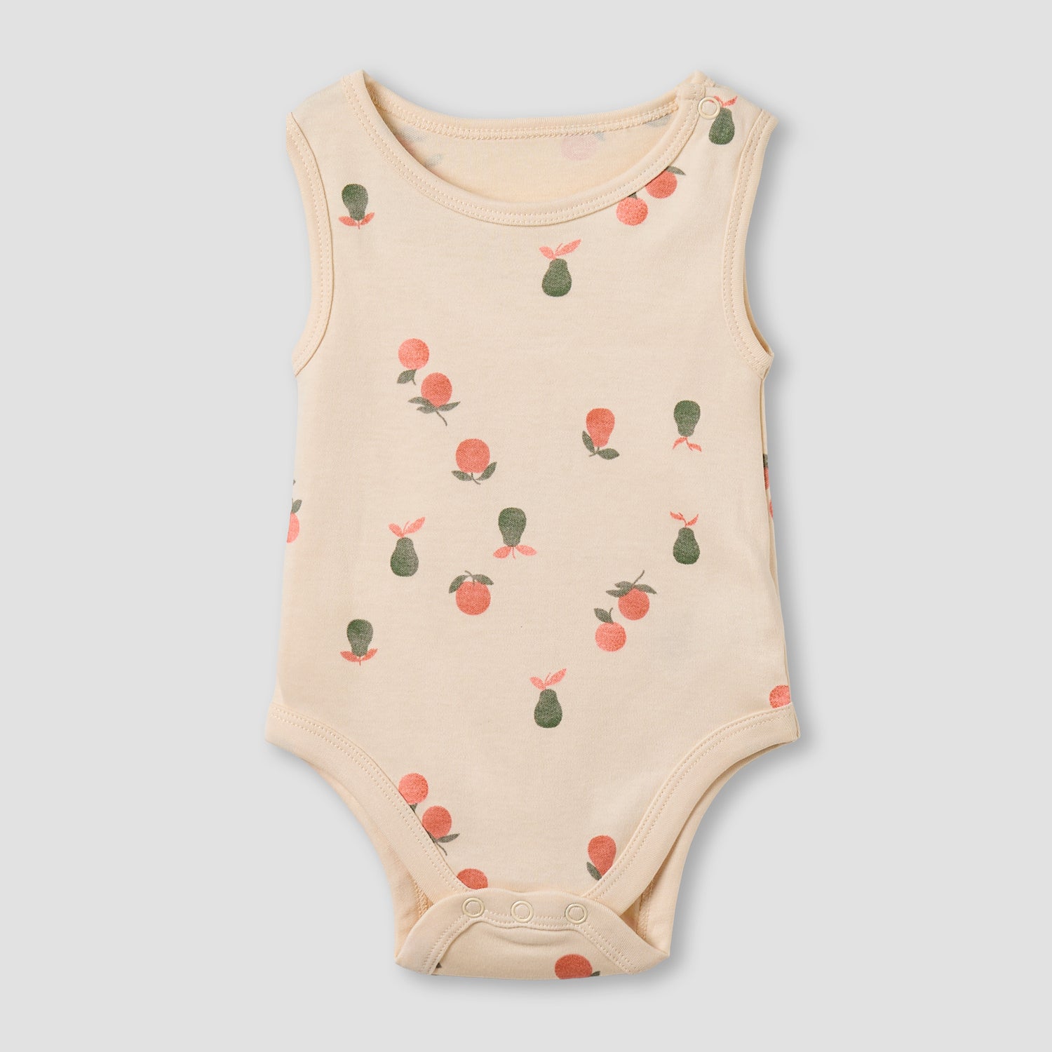 Pack of 5 Juniors Cotton Round Neck Sleeveless Bodysuit with Fruit Print