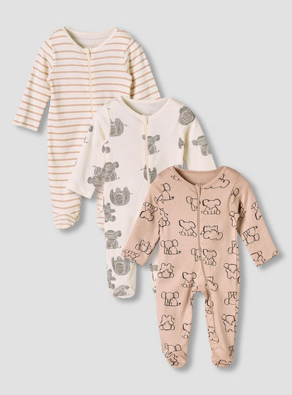 Pack of 3 Juniors Round Neck Long Sleeves Sleepsuit with Print-promo_babyshop_Buy2for115_UAE130126-image-1