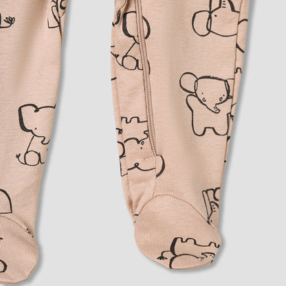 Pack of 3 Juniors Round Neck Long Sleeves Sleepsuit with Print