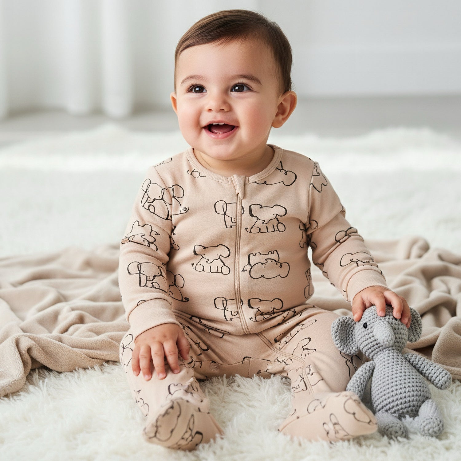 Pack of 3 Juniors Round Neck Long Sleeves Sleepsuit with Print