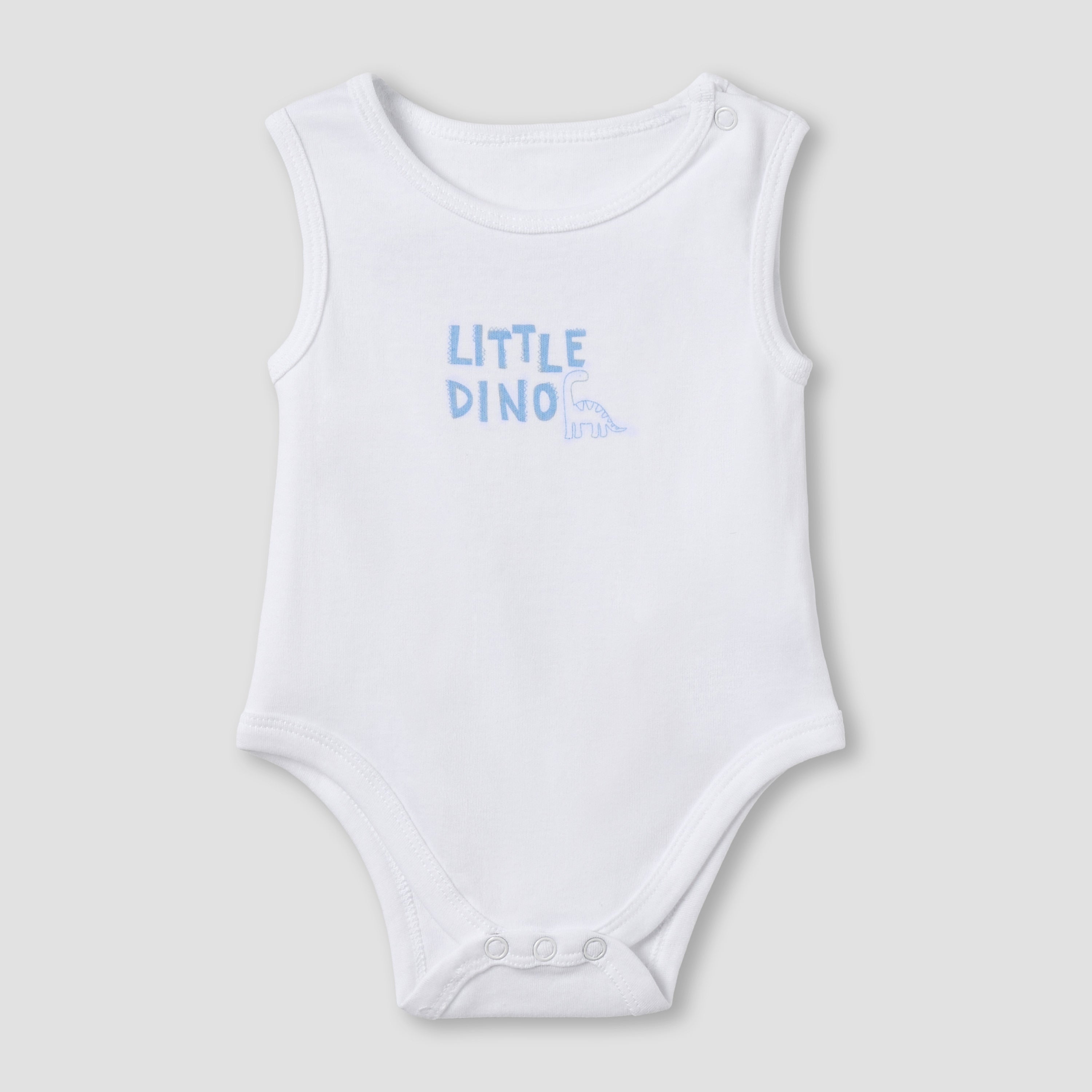 Pack of 5 Juniors Cotton Round Neck Sleeveless Bodysuit with Dinosaur Print