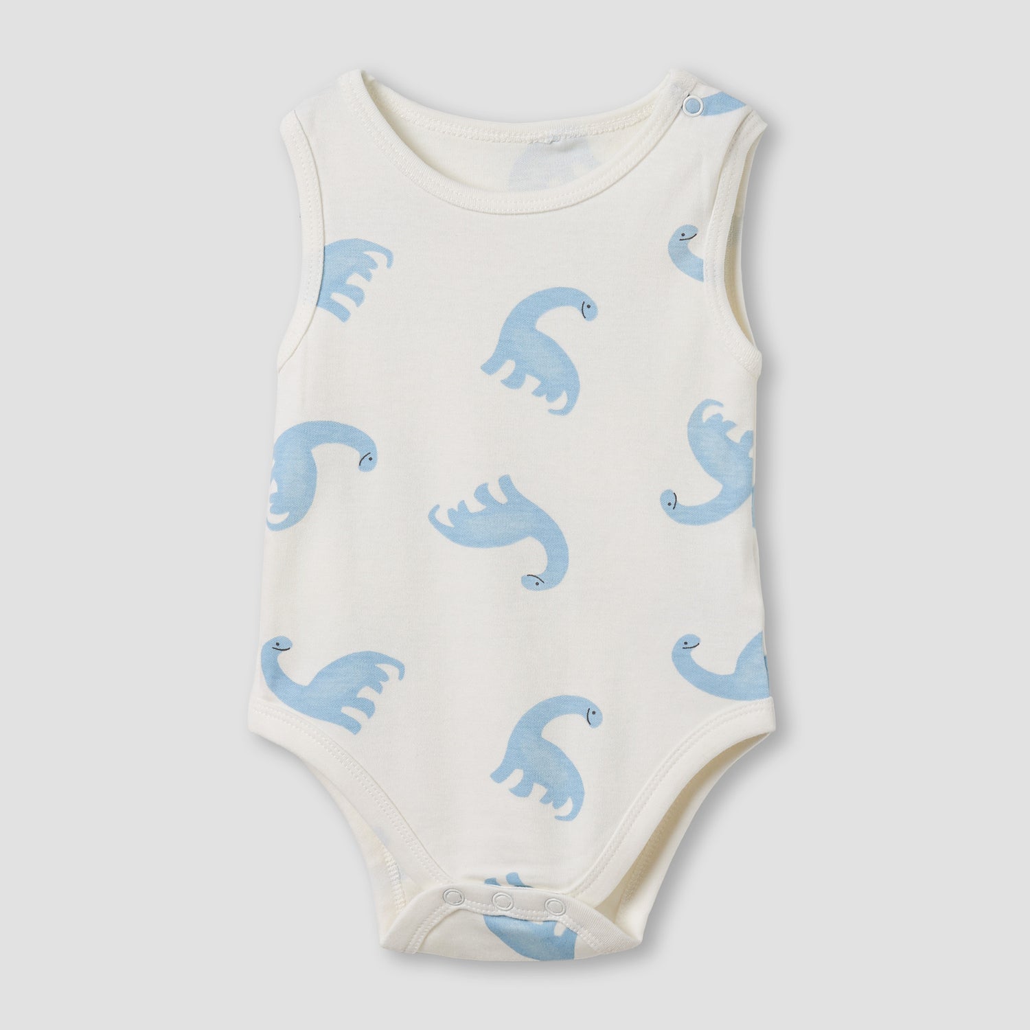 Pack of 5 Juniors Cotton Round Neck Sleeveless Bodysuit with Dinosaur Print