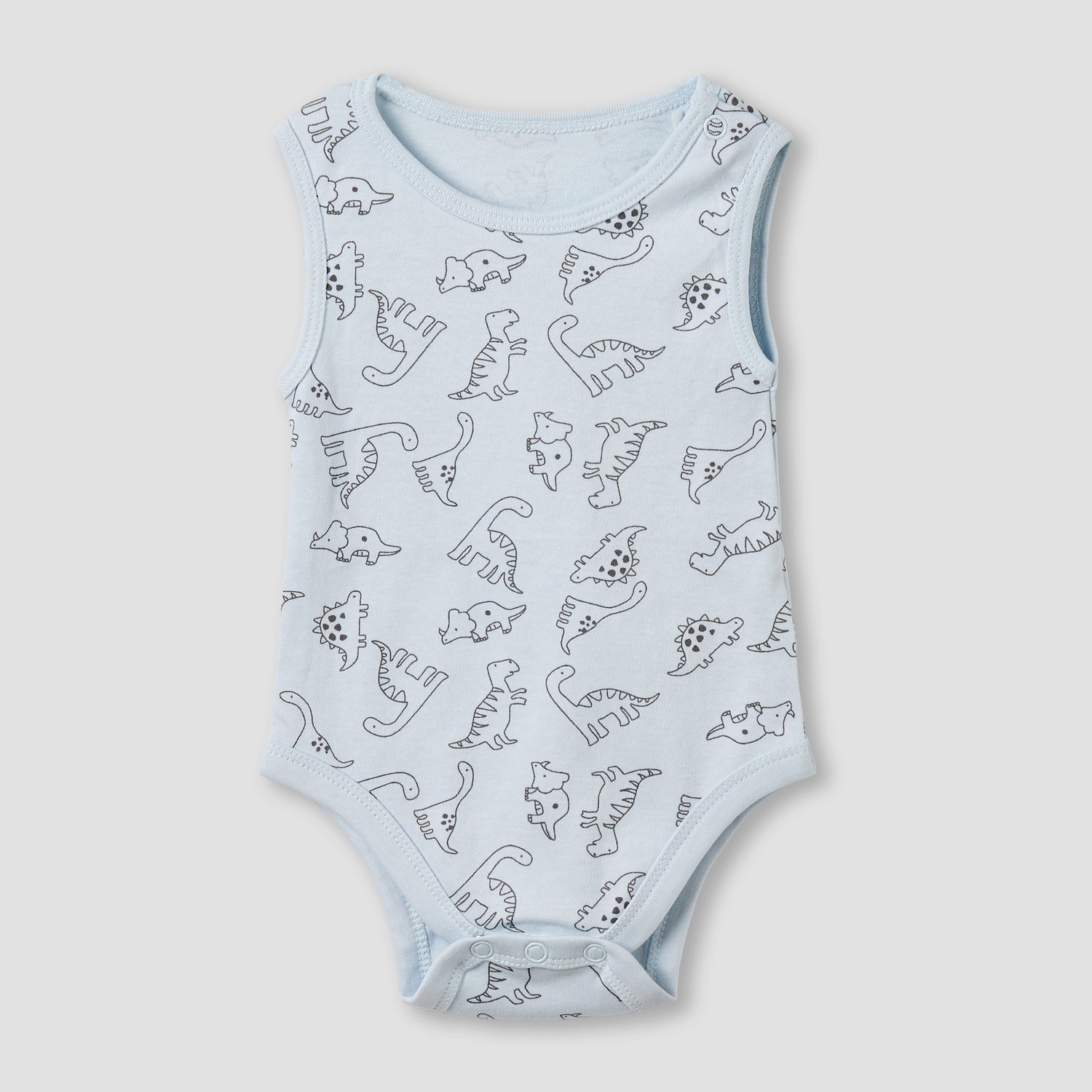 Pack of 5 Juniors Cotton Round Neck Sleeveless Bodysuit with Dinosaur Print