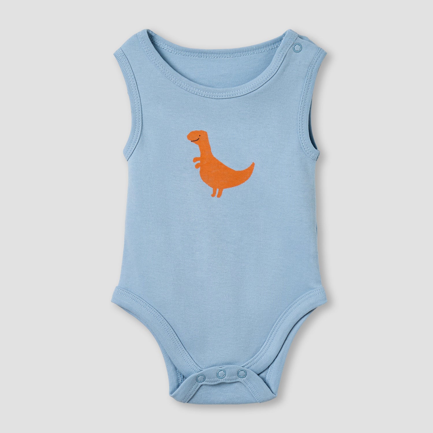 Pack of 5 Juniors Cotton Round Neck Sleeveless Bodysuit with Dinosaur Print