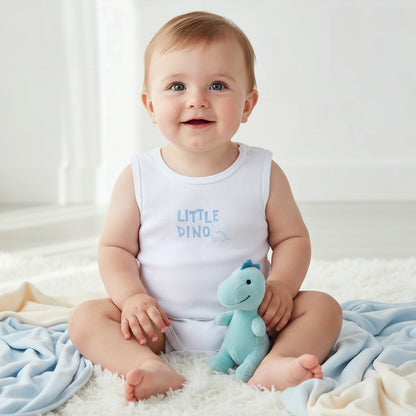 Pack of 5 Juniors Cotton Round Neck Sleeveless Bodysuit with Dinosaur Print