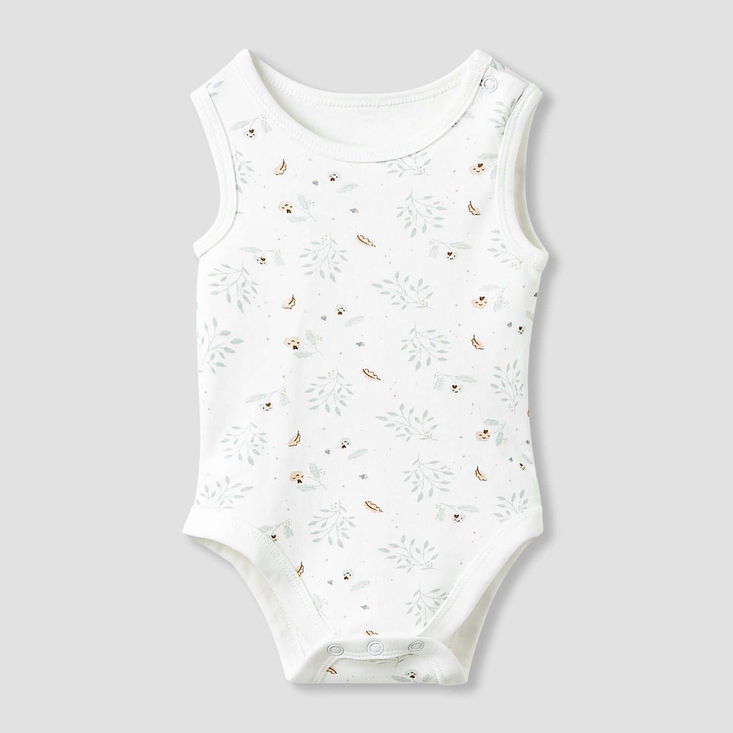 Juniors Round Neck Bodysuit with Snap Button Closure - Cotton - Sleeveless - Set of 5