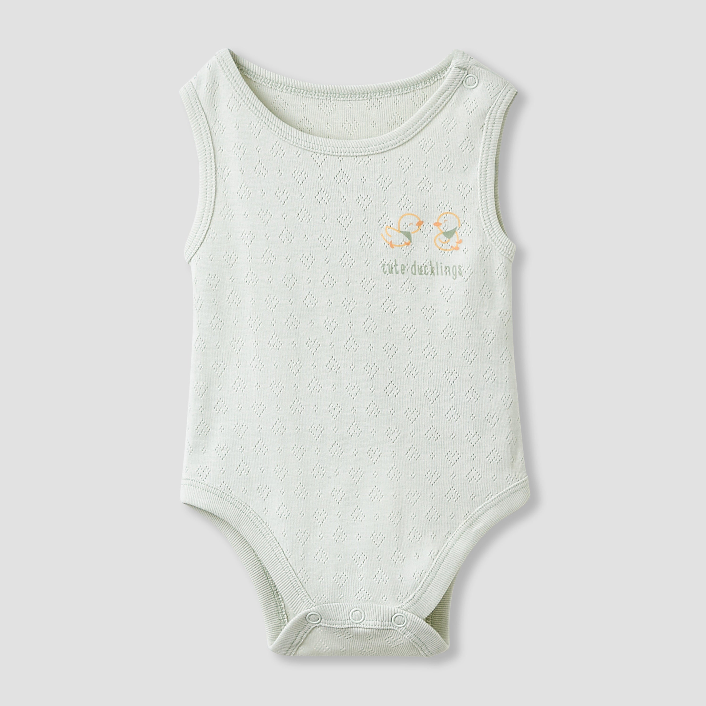 Juniors Round Neck Bodysuit with Snap Button Closure - Cotton - Sleeveless - Set of 5