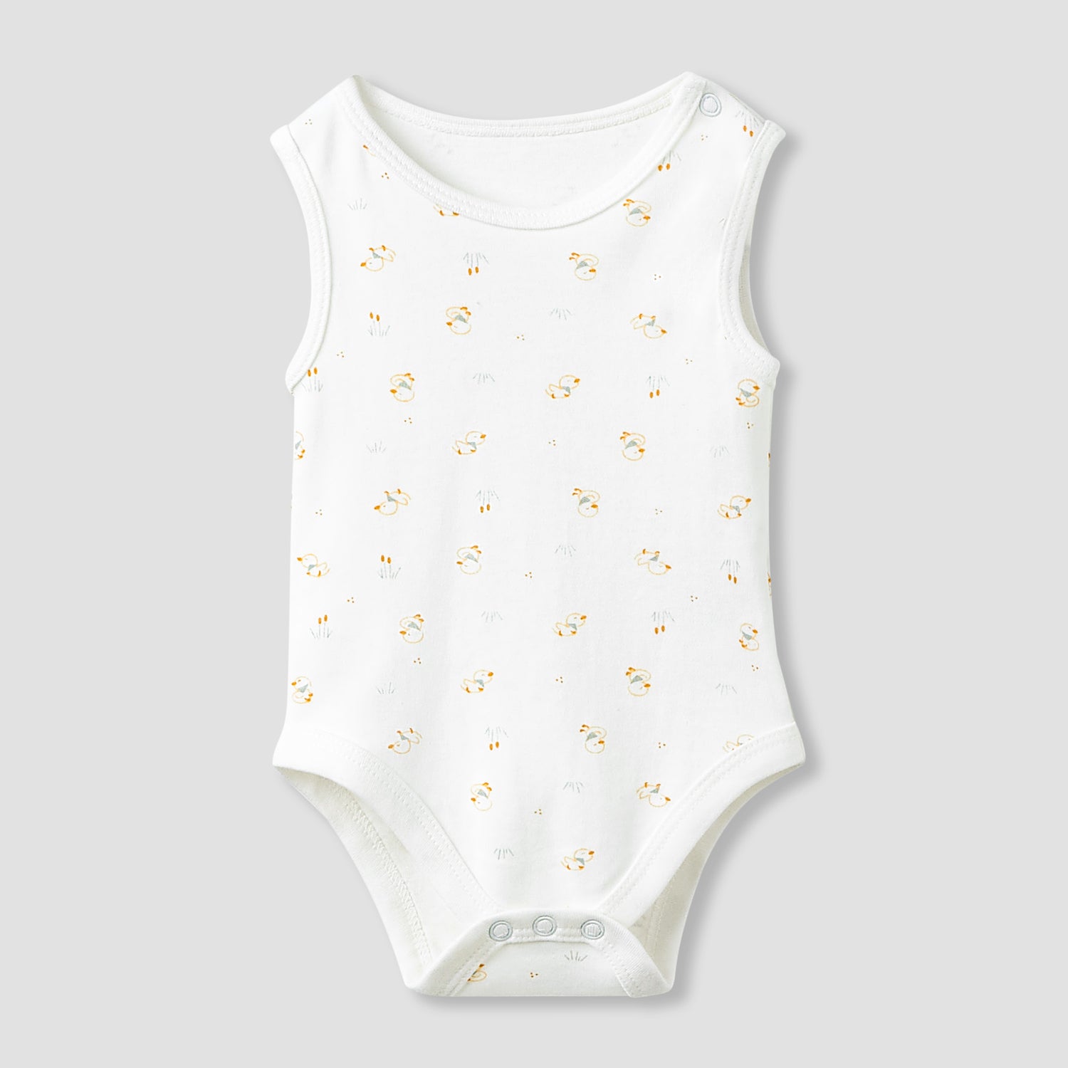 Juniors Round Neck Bodysuit with Snap Button Closure - Cotton - Sleeveless - Set of 5