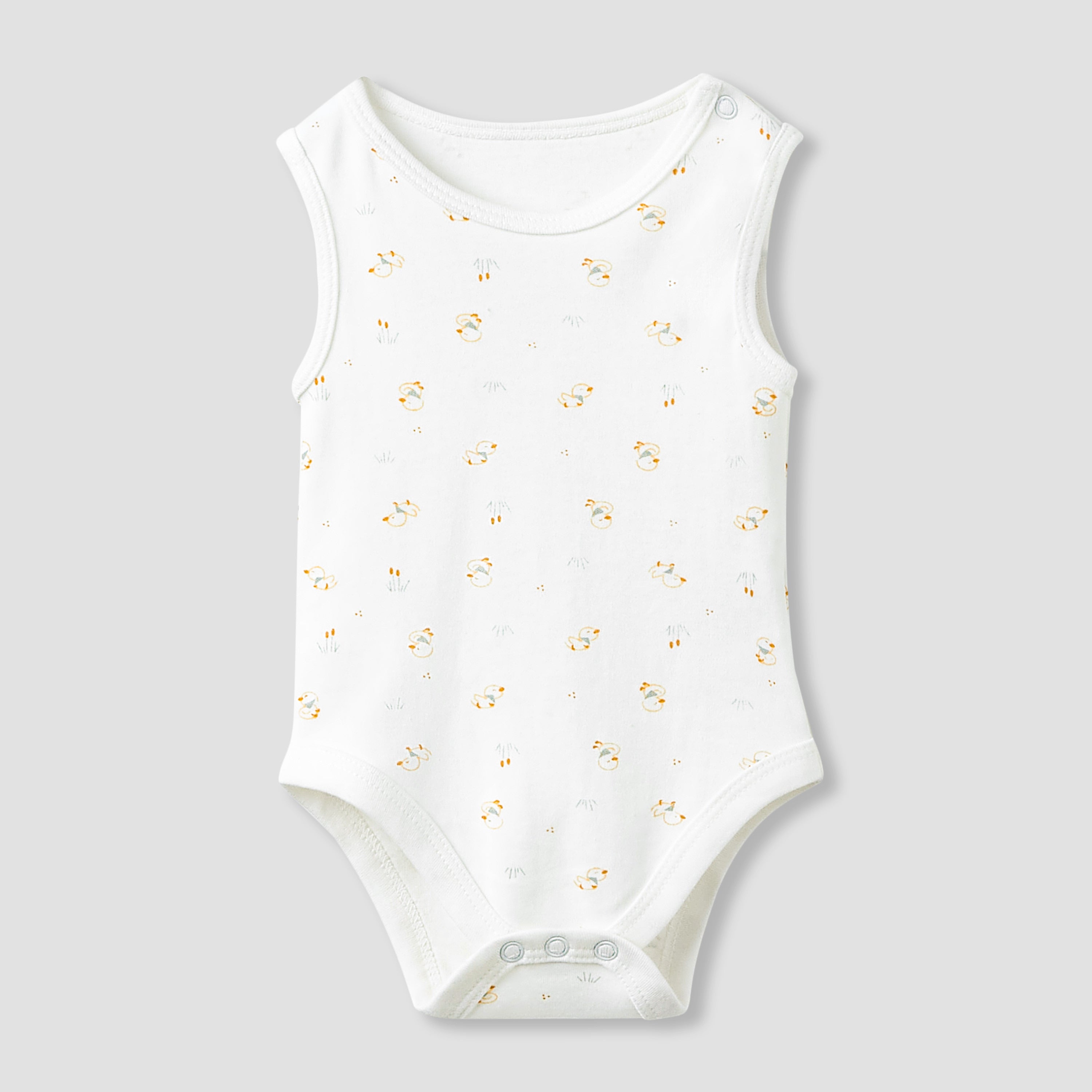 Juniors Round Neck Bodysuit with Snap Button Closure - Cotton - Sleeveless - Set of 5