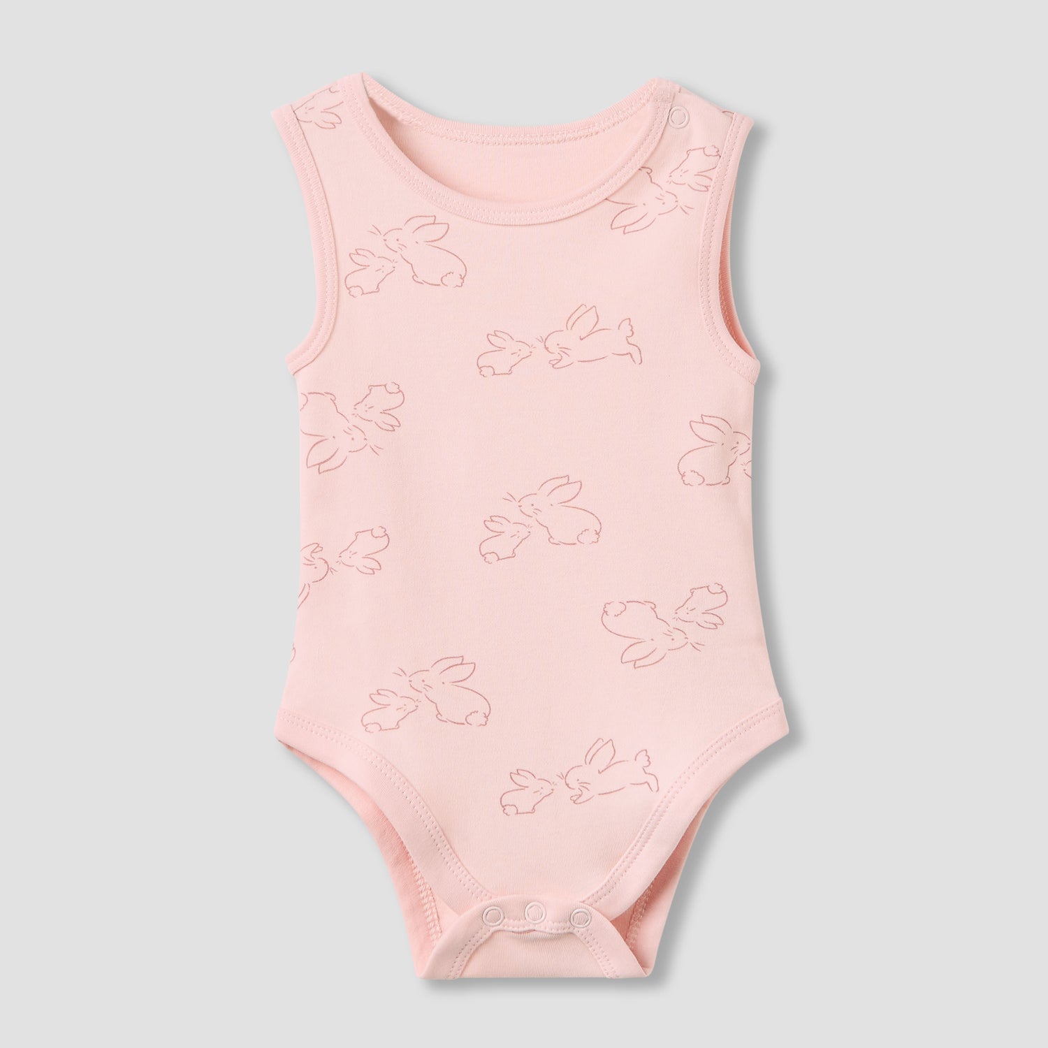 Juniors Round Neck Bodysuit with Snap Button Closure - Cotton - Sleeveless - Set of 5