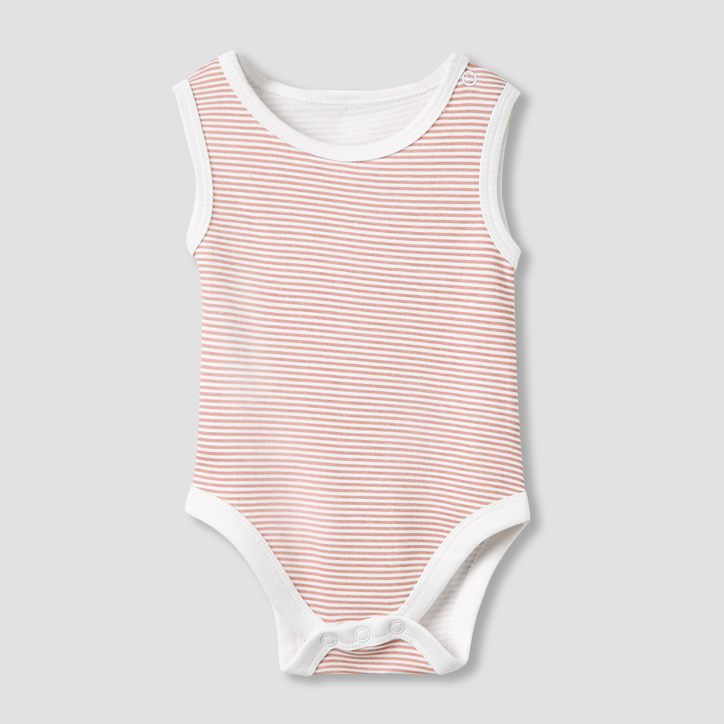 Juniors Round Neck Bodysuit with Snap Button Closure - Cotton - Sleeveless - Set of 5