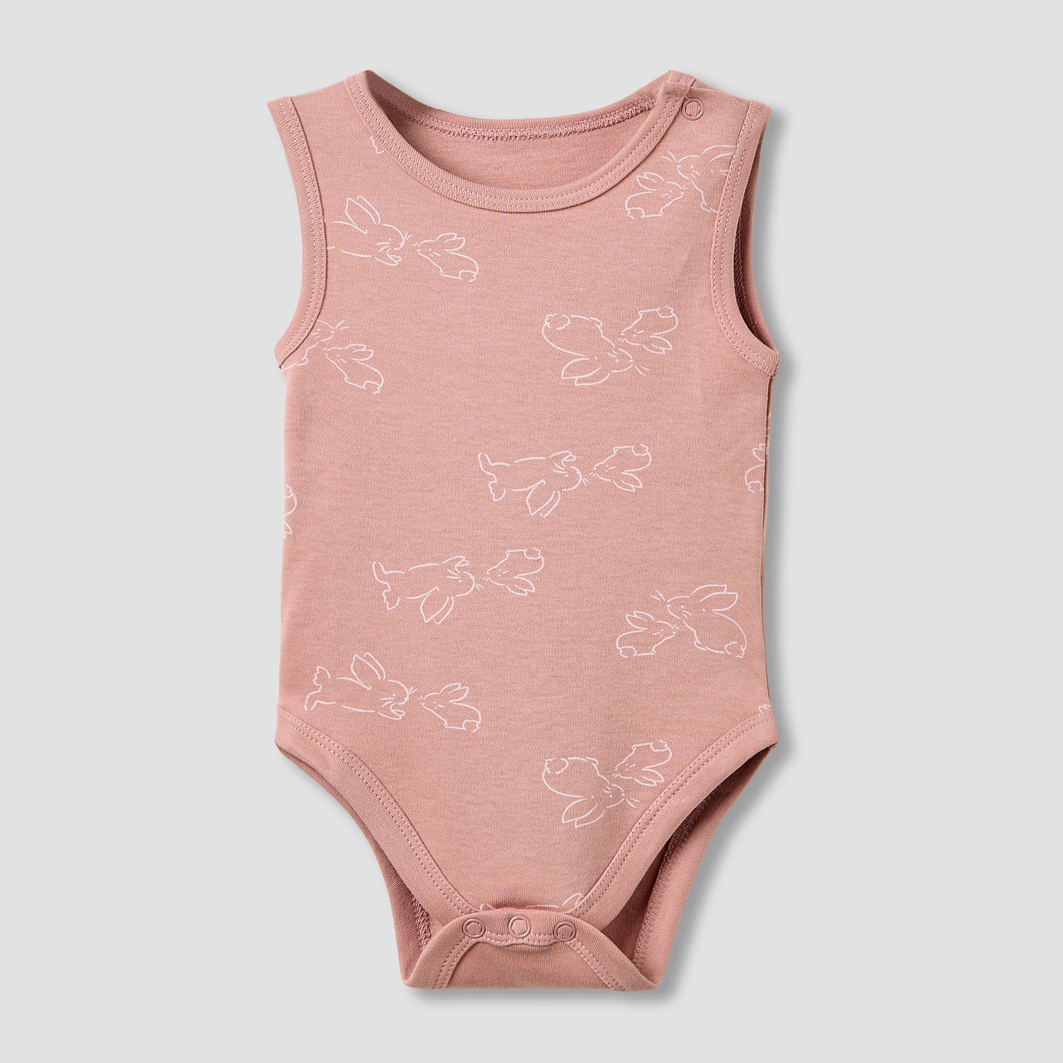 Juniors Round Neck Bodysuit with Snap Button Closure - Cotton - Sleeveless - Set of 5