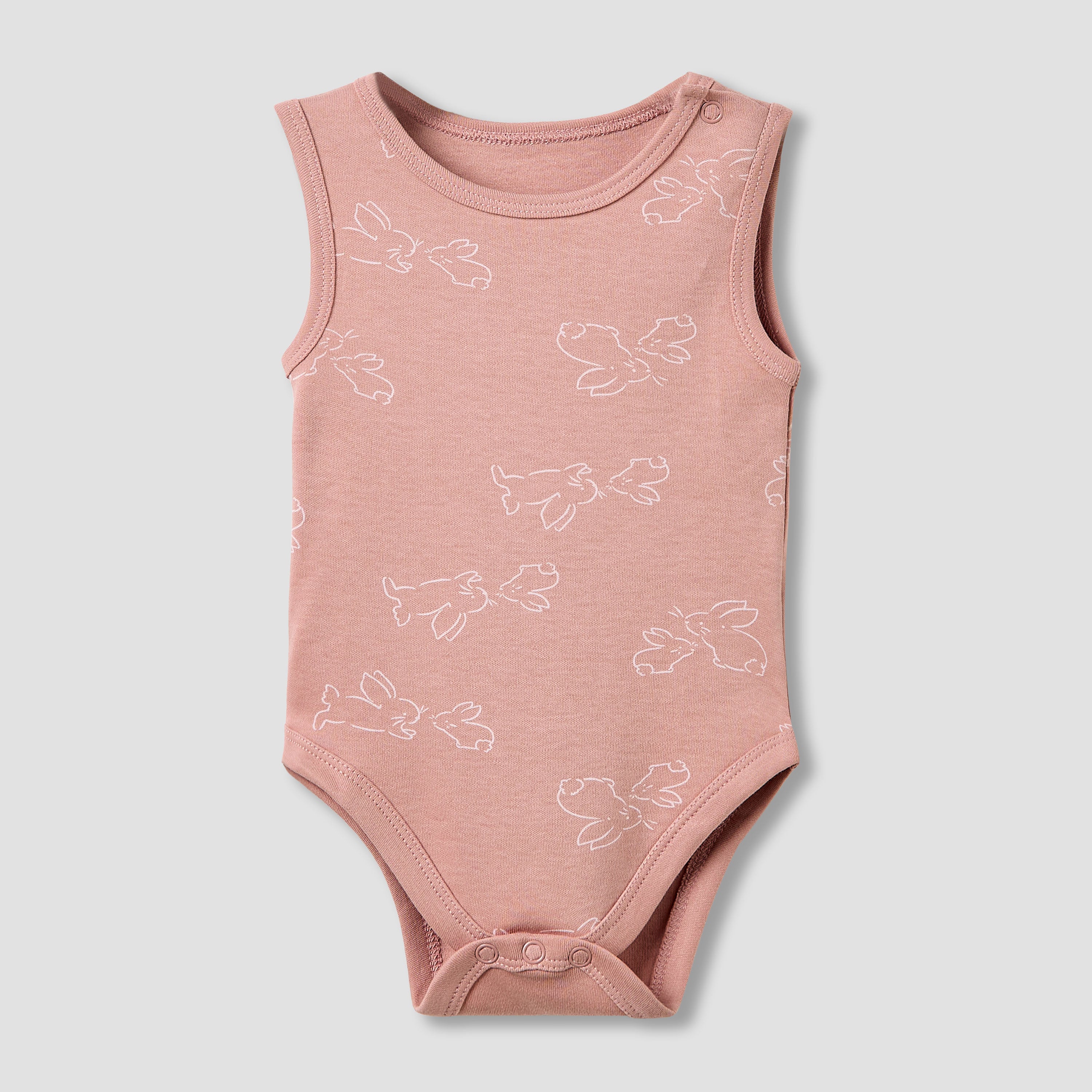 Juniors Round Neck Bodysuit with Snap Button Closure - Cotton - Sleeveless - Set of 5