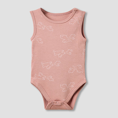 Juniors Round Neck Bodysuit with Snap Button Closure - Cotton - Sleeveless - Set of 5