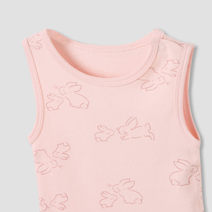 Juniors Round Neck Bodysuit with Snap Button Closure - Cotton - Sleeveless - Set of 5